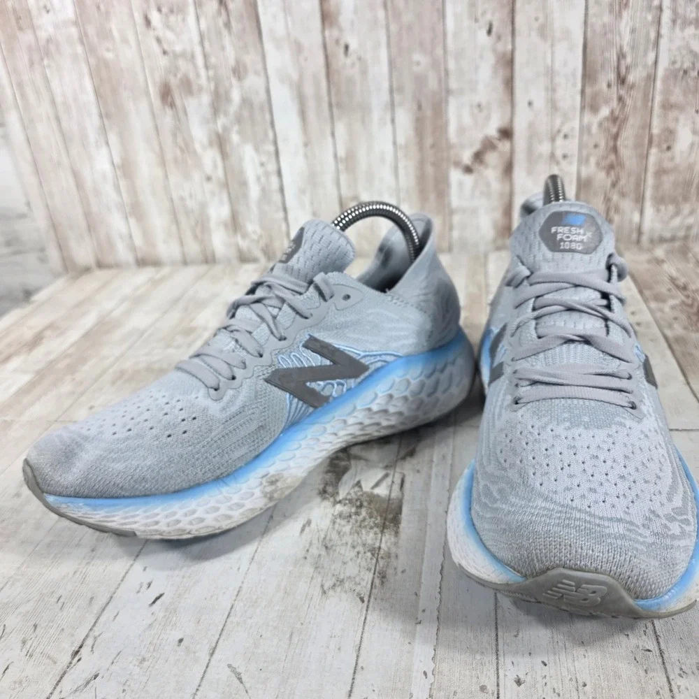 New Balance Fresh Foam 1080v10 Womens Grey Blue Running Shoes W1080G10 Size 8.5